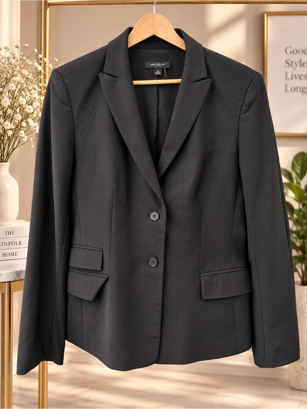 Ann Taylor Black Classic Notch Lapel Blazer